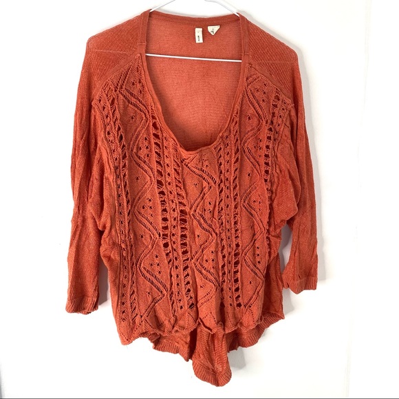 L/XL Anthropologie MOTH Knit Overlay High Low Sweater - Picture 2 of 14